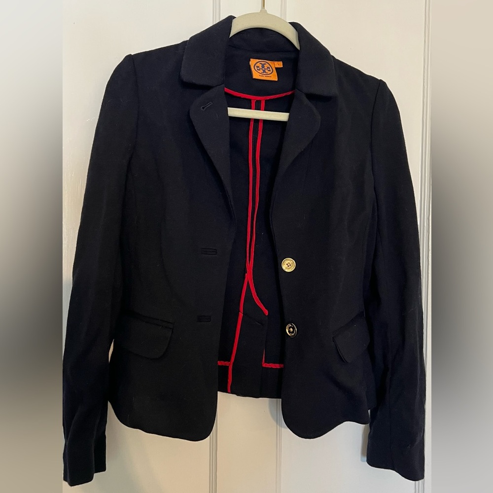 Tory Burch Knit Navy Blazer